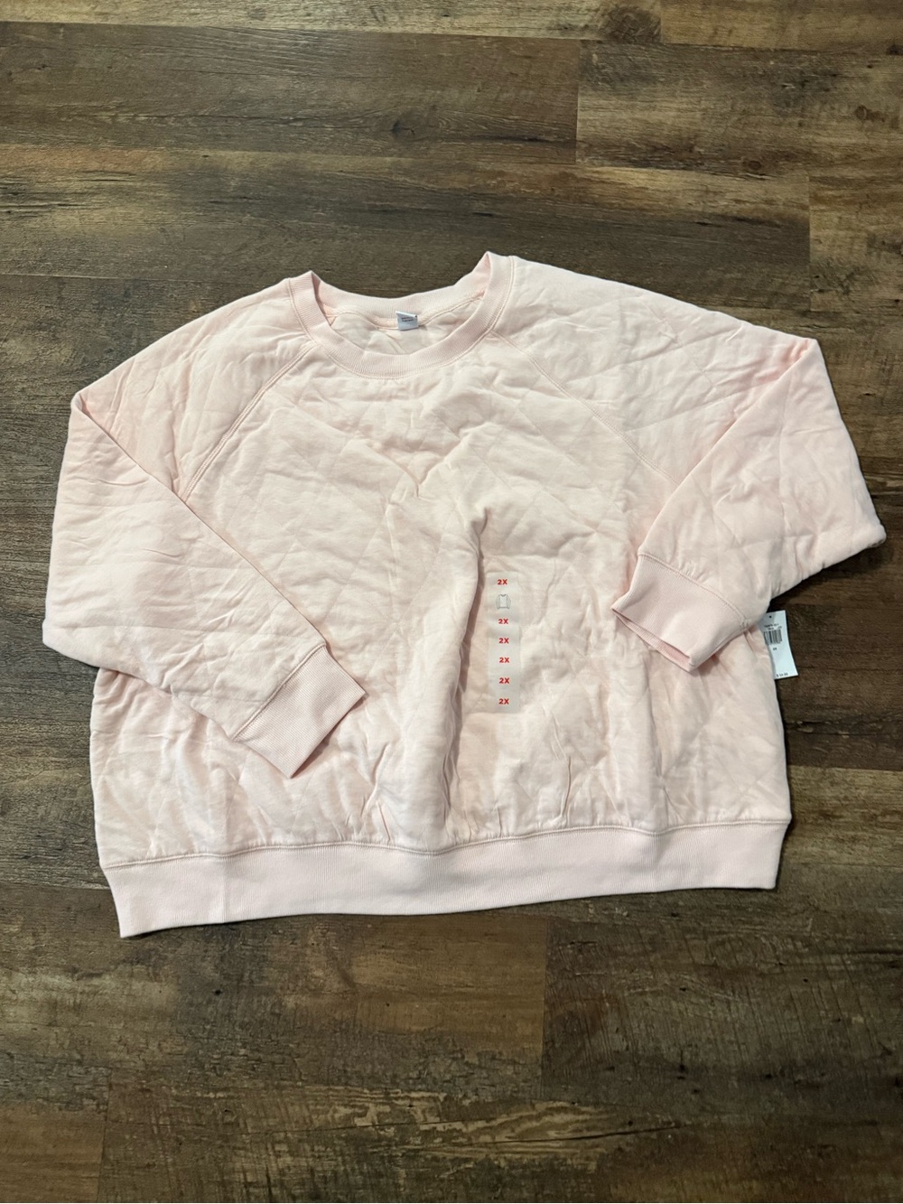 Light Pink Women's Quilted Crewneck Sweatshirt